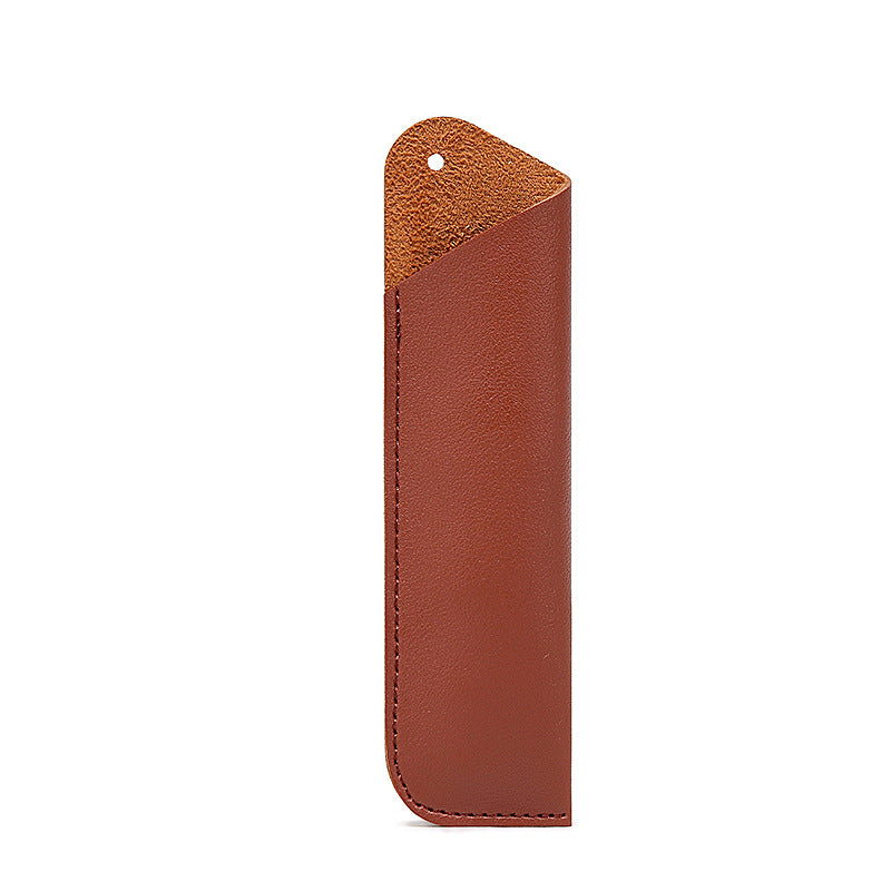 Wholesale PU Leather Creative Simple Pen Protective Cover Diy Student Solid Color Pencil Bag
